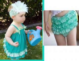 Baby Ruffle Top Dress+Pants Set New Bloomers Nappy Cover Size0 4Y Free 