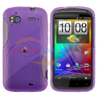 8pc Accessory Purple TPU Case Guard for HTC Sensation  