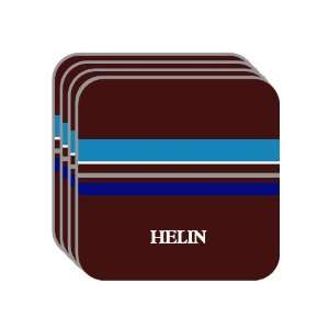 Personal Name Gift   HELIN Set of 4 Mini Mousepad Coasters (blue 