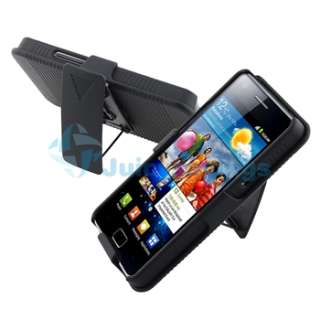 Black Swivel Holster Case+Privacy LCD SP+2x Charger For Samsung Galaxy 