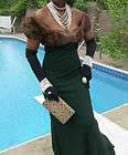 elegant designer isaac mizrahi mink green wool dress gown 10