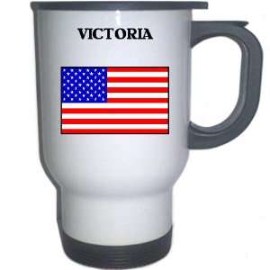  US Flag   Victoria, Texas (TX) White Stainless Steel Mug 