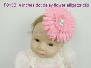 Crochet Headband 5 dot daisy Flowers baby girl hai bows alligator 