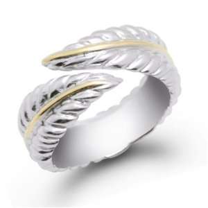  Bling Jewelry Sterling Silver Two Tone Nature Leaf Ring 