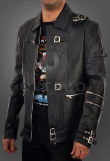 Michael Jackson Bad Punk Black Cow Hide Leather Jacket  