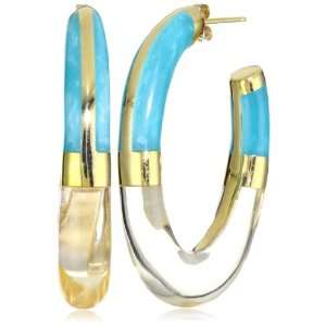   Crawford Elegant 18k Vermeil and Turquoise Color J Hoop Earrings