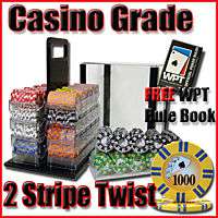 1000 Acrylic Case 2 Stripe Twist WPT poker chips set  