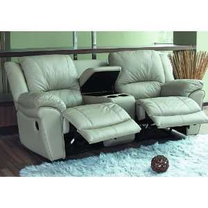   Taupe Leather Match Theater Sectional Reclining Sofa