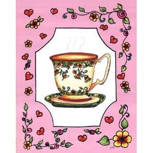  Teacup with Pink Coral Floral   Poster by Serena Bowman 