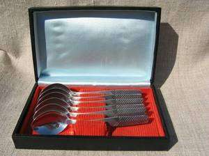 Russian Vintage Alpaka Metall Silver plated Small Spoons SET In Box (6 