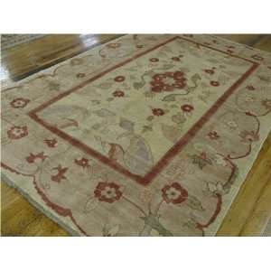    60 x 92 Tan Hand Knotted Wool Ziegler Rug Furniture & Decor