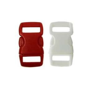 Mix of 100 Red & White 3/8 Buckles (50 Red/50 White) , Contoured Side 