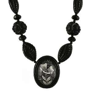 HOTCAKES  Black and White Flower Necklace Jewelry