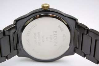 New Elgin Men Classic Steel Black IP Date Dress Watch FG562  