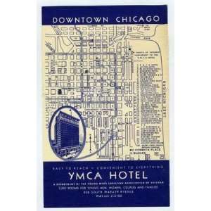  YMCA Hotel Flyer / Map Downtown Chicago 1950s Everything 