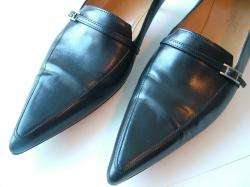 Hermes Black Leather Pumps Shoes Size EU 37.5 US 7 Authentic  