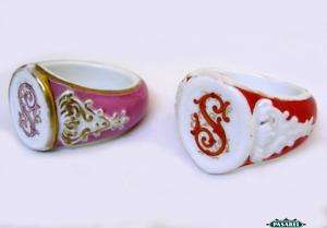 Antique Pair Of Porcelain Napkin Rings Germany Ca 1920  