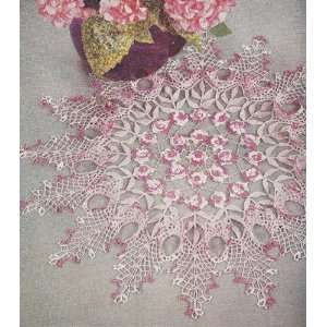 Vintage Crochet Pattern to make   Rose Ruffle Doily Flower Floral. NOT 