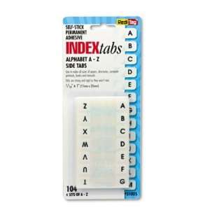  Easy To Read Self Stick Index Tabs   1in, White, 104/Pack 