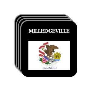  US State Flag   MILLEDGEVILLE, Illinois (IL) Set of 4 Mini 