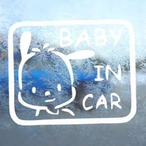  BABY POCHACCO IN CAR ON BOARD White Decal Window White 