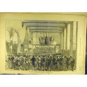   1872 English Volunteers Ghent Hotel De Ville Old Print