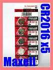 Maxell CR2016 DL2016 CR DL 2016 Watch battery x 5  