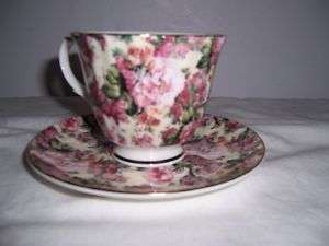 staffordshire chintz royale garden cup & saucer  