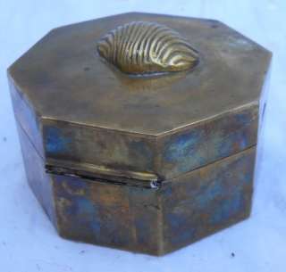 BRASS OCTAGONAL BOX 4 x 2¼ FROM INDIA BRASS SHELL ON TOP JEWELRY 