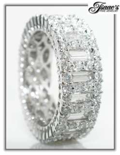 CT Baguette and Round DIAMOND Eternity Wedding Band 18 K White Gold