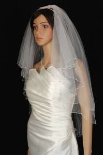 2T IVORY Elbow Crystal Rhinestone Wedding Veil  