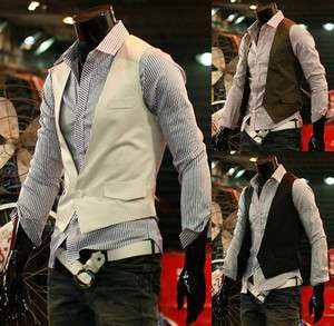 Mens Casual & Dresses Designer Slim Fit One Button Vest Jackets (Size 