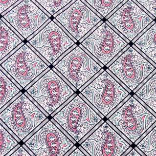 Marcus Brothers Cotton Fabric Unusual Pink, Black, & Gray Paisley By 