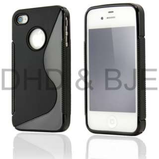 Black TPU S Shape Soft Case Gel Cover Skin for iPhone 4G 4S 