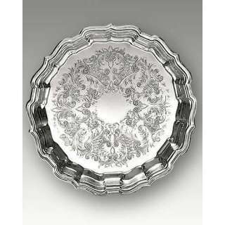 CHIPPENDALE SILVER PLATED EMBOSSED SERVING TRAY  