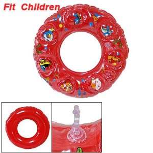   Child Red Inflatable Fish Print Swim Ring Pool Float Toys & Games