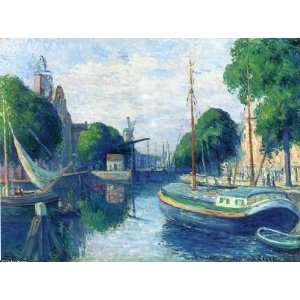 Hand Made Oil Reproduction   Maximilien Luce   32 x 24 inches   Barges 