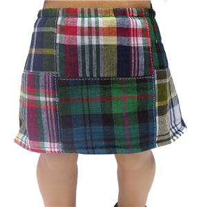 Doll Clothes Madras Skirt Fits American Girl & 18 Doll  