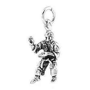   Silver Three Dimensional Martial Arts Instructor Charm Jewelry
