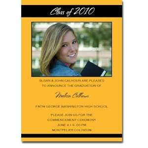   Graduation Invitations (Double Band   Bright Gold & Black with Photo