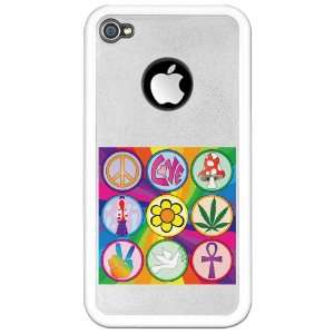  iPhone 4 Clear Case White 60s Icons Rainbow Swirl 