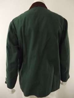 mens canvas jacket Lands End green L 42 44 corduroy collar plaid 