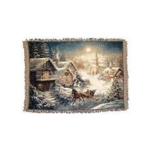  One Horse Open Sleigh Christmas Holiday Tapestry Blanket 