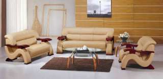 2033 Modern Italian Leather Living Room Set Beige  