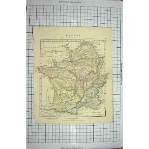    ANTIQUE MAP 1841 GALLIA FRANCE MEDITERRANEAN EUROPE