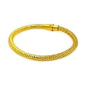  5MM Sterling Silver Italian Bracelets Gold Plated Snake Skin Design 