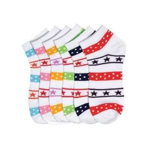  HS Women Fashion Ankle Socks Star Lines Mix Design (size 9 