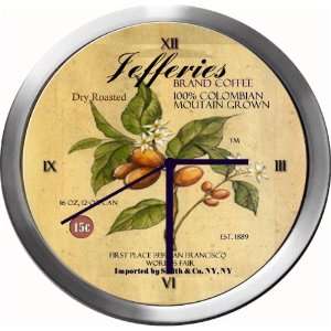  JEFFERIES 14 Inch Coffee Metal Clock Quartz Movement 