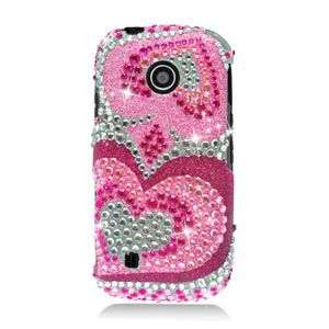 PINK HEART BLING HARD CASE FOR LG COSMOS TOUCH VN270 PROTECTOR SNAP ON 