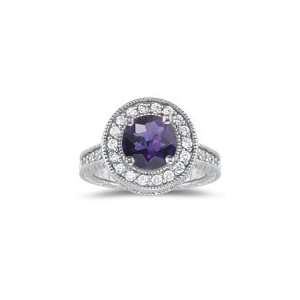 0.96 Cts Diamond & 1.80 Cts Amethyst Ring in 18K White 